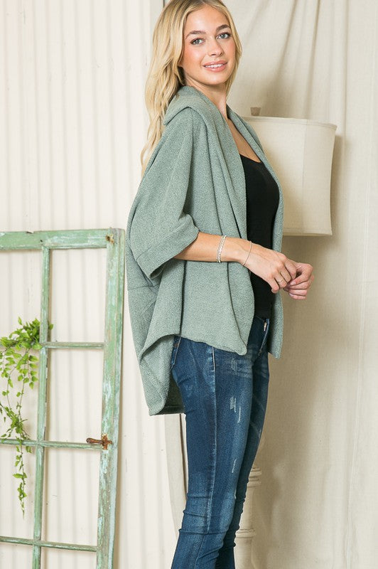 Textured Shawl Collared Sweater Cardigan