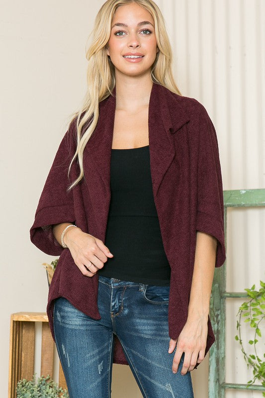 Textured Shawl Collared Sweater Cardigan