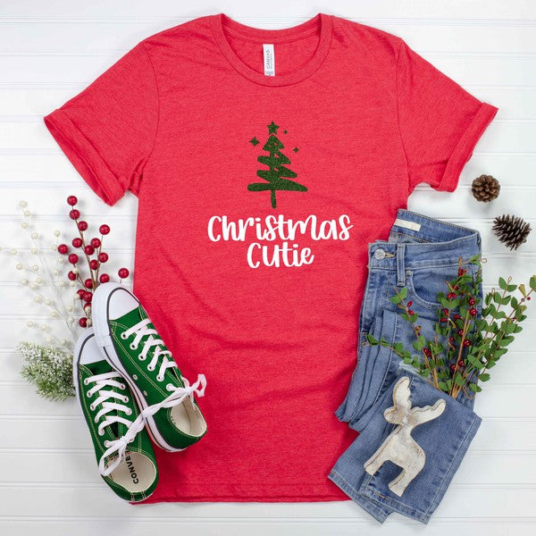 Christmas Cutie Tree Glitter Youth Graphic Tee