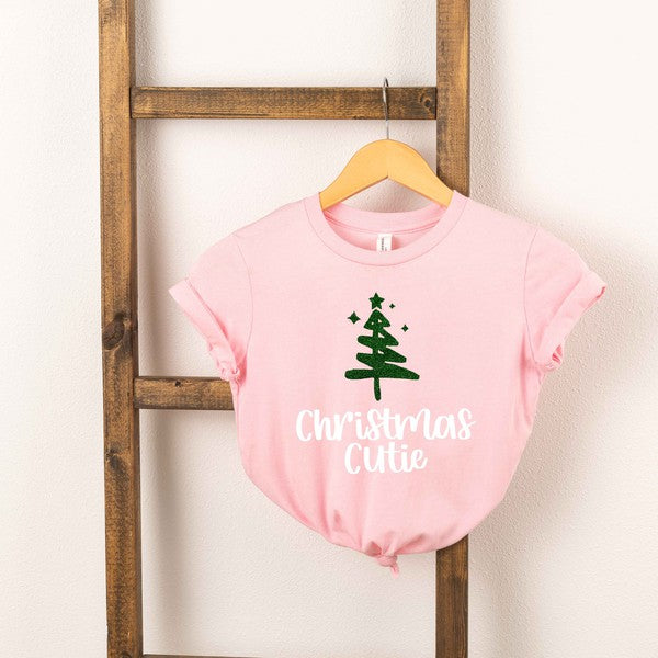 Christmas Cutie Tree Glitter Youth Graphic Tee