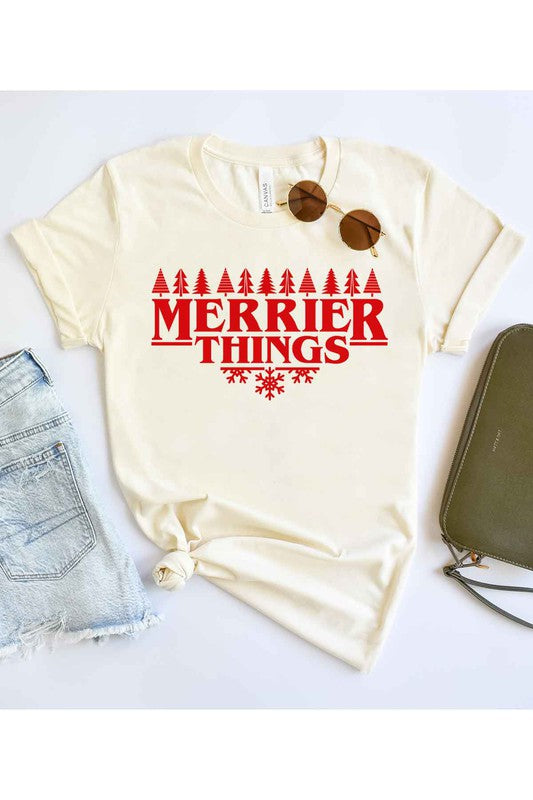 MERRIER THINGS CHRISTMAS GRAPHIC T SHIRT