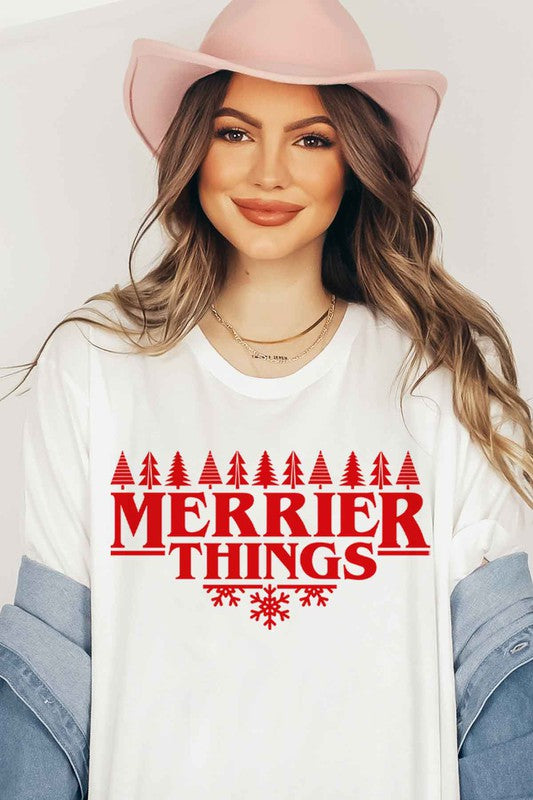 MERRIER THINGS CHRISTMAS GRAPHIC T SHIRT