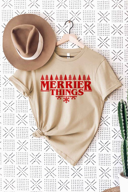 MERRIER THINGS CHRISTMAS GRAPHIC T SHIRT