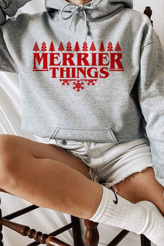 MERRIER THINGS CHRISTMAS GRAPHIC HOODIE PLUS SIZE