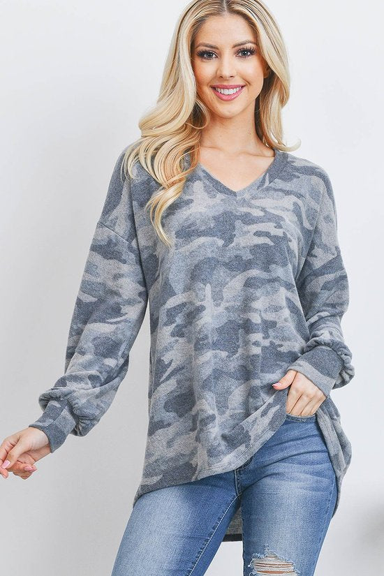 Camo Long Sleeves Top