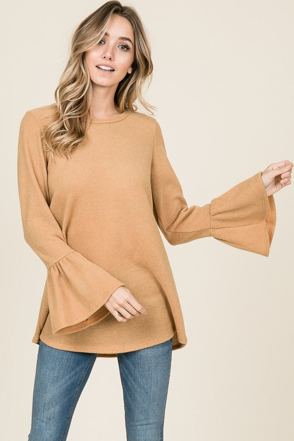 Brushed Knit Bell Sleeve Top