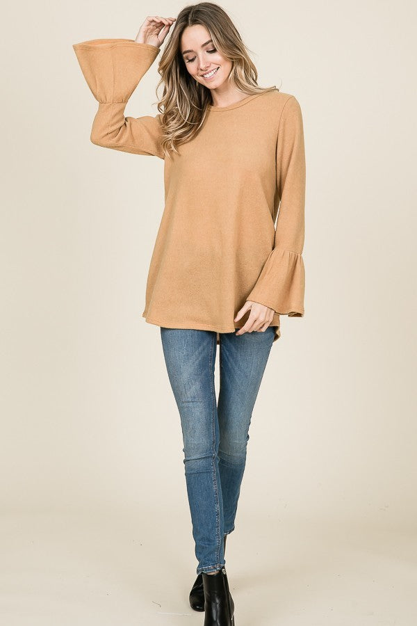 Brushed Knit Bell Sleeve Top